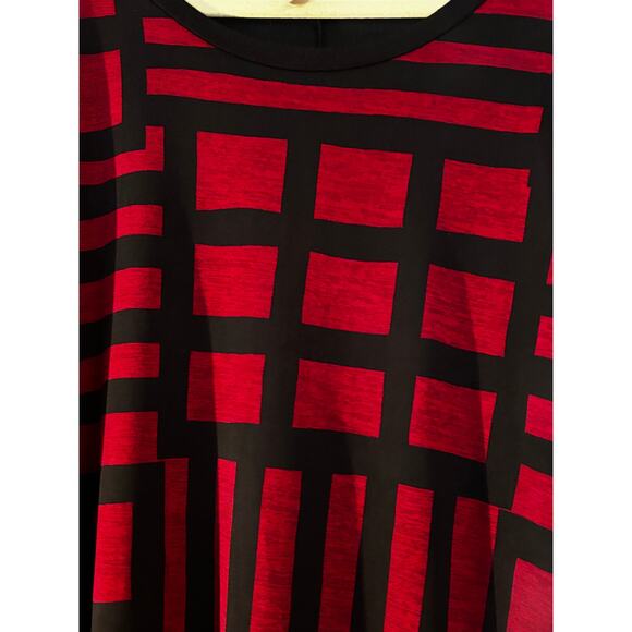 Comfy USA Long Sleeve Tunic Top Size M Abstract Pattern Lagenlook Red Black - Picture 4 of 12